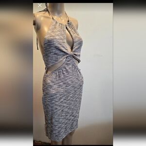 Streetwear Society Tan Twist Halter Cutout Dress - Large